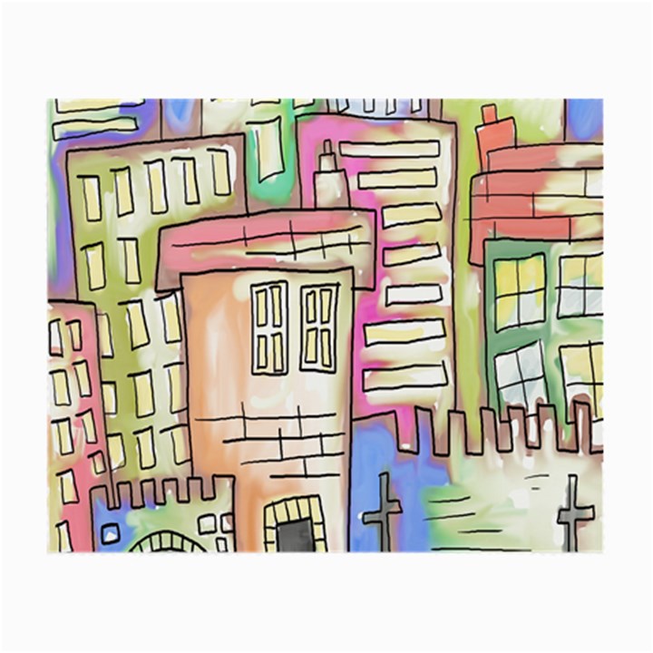 A Village Drawn In A Doodle Style Small Glasses Cloth