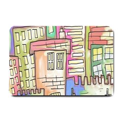 A Village Drawn In A Doodle Style Small Doormat  by BangZart