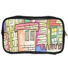 A Village Drawn In A Doodle Style Toiletries Bags by BangZart