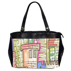 A Village Drawn In A Doodle Style Office Handbags (2 Sides)  by BangZart