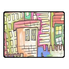 A Village Drawn In A Doodle Style Fleece Blanket (small) by BangZart