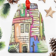 A Village Drawn In A Doodle Style Ornament (bell) by BangZart