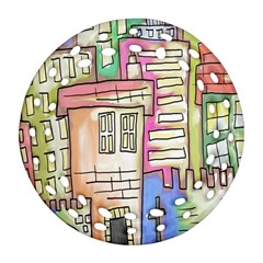 A Village Drawn In A Doodle Style Round Filigree Ornament (two Sides) by BangZart