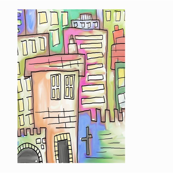 A Village Drawn In A Doodle Style Large Garden Flag (Two Sides)