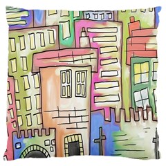 A Village Drawn In A Doodle Style Large Cushion Case (two Sides) by BangZart