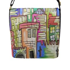 A Village Drawn In A Doodle Style Flap Messenger Bag (l)  by BangZart