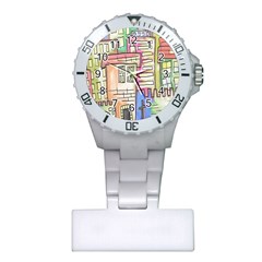 A Village Drawn In A Doodle Style Plastic Nurses Watch by BangZart