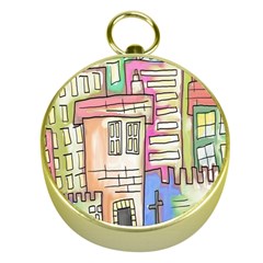 A Village Drawn In A Doodle Style Gold Compasses by BangZart