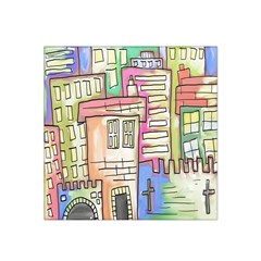 A Village Drawn In A Doodle Style Satin Bandana Scarf by BangZart