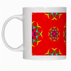 Rainbow Colors Geometric Circles Seamless Pattern On Red Background White Mugs by BangZart