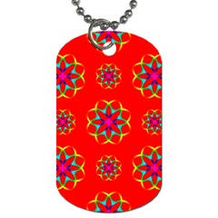 Rainbow Colors Geometric Circles Seamless Pattern On Red Background Dog Tag (two Sides) by BangZart