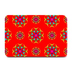 Rainbow Colors Geometric Circles Seamless Pattern On Red Background Plate Mats by BangZart