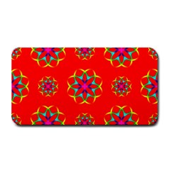 Rainbow Colors Geometric Circles Seamless Pattern On Red Background Medium Bar Mats by BangZart