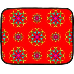 Rainbow Colors Geometric Circles Seamless Pattern On Red Background Fleece Blanket (mini) by BangZart