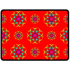 Rainbow Colors Geometric Circles Seamless Pattern On Red Background Fleece Blanket (large)  by BangZart