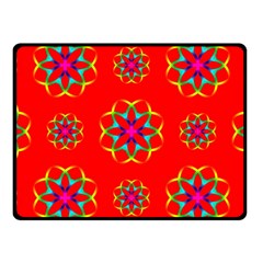 Rainbow Colors Geometric Circles Seamless Pattern On Red Background Fleece Blanket (small) by BangZart