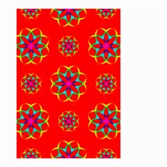 Rainbow Colors Geometric Circles Seamless Pattern On Red Background Small Garden Flag (two Sides) by BangZart