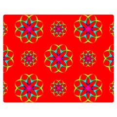 Rainbow Colors Geometric Circles Seamless Pattern On Red Background Double Sided Flano Blanket (medium)  by BangZart