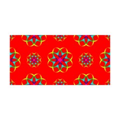 Rainbow Colors Geometric Circles Seamless Pattern On Red Background Yoga Headband