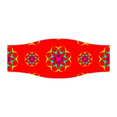 Rainbow Colors Geometric Circles Seamless Pattern On Red Background Stretchable Headband