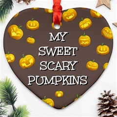 Hallowen My Sweet Scary Pumkins Ornament (heart) by BangZart