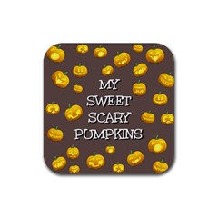 Hallowen My Sweet Scary Pumkins Rubber Coaster (square)  by BangZart