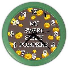 Hallowen My Sweet Scary Pumkins Color Wall Clocks by BangZart