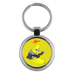 Funny Cartoon Punk Banana Illustration Key Chains (round)  by BangZart