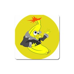 Funny Cartoon Punk Banana Illustration Square Magnet by BangZart