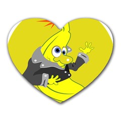 Funny Cartoon Punk Banana Illustration Heart Mousepads by BangZart