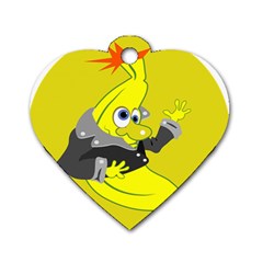 Funny Cartoon Punk Banana Illustration Dog Tag Heart (one Side) by BangZart