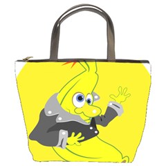 Funny Cartoon Punk Banana Illustration Bucket Bags by BangZart