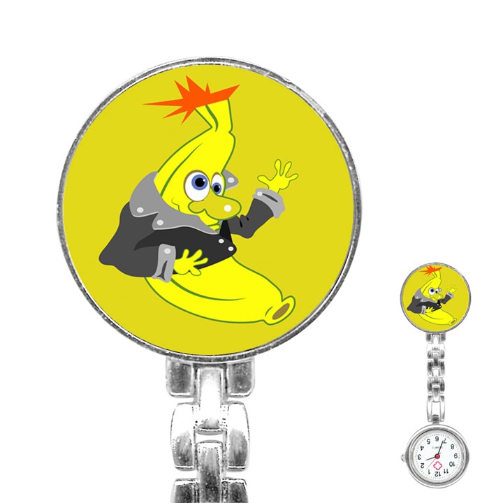 Funny Cartoon Punk Banana Illustration Stainless Steel Nurses Watch