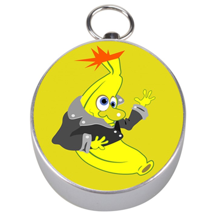 Funny Cartoon Punk Banana Illustration Silver Compasses