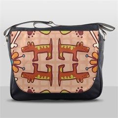 Pet Dog Design  Tileable Doodle Dog Art Messenger Bags by BangZart