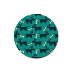 Happy Dogs Animals Pattern Rubber Round Coaster (4 Pack)  by BangZart