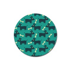 Happy Dogs Animals Pattern Magnet 3  (round) by BangZart