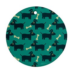 Happy Dogs Animals Pattern Round Ornament (two Sides) by BangZart