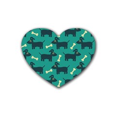 Happy Dogs Animals Pattern Rubber Coaster (heart)  by BangZart