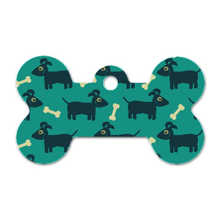 Happy Dogs Animals Pattern Dog Tag Bone (One Side)