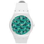 Happy Dogs Animals Pattern Round Plastic Sport Watch (M) Front