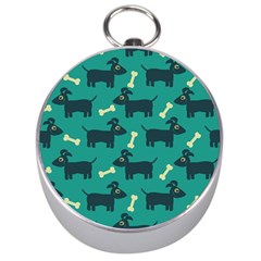 Happy Dogs Animals Pattern Silver Compasses by BangZart