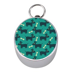 Happy Dogs Animals Pattern Mini Silver Compasses