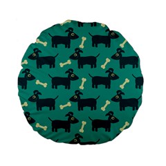 Happy Dogs Animals Pattern Standard 15  Premium Flano Round Cushions by BangZart