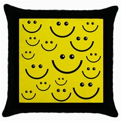 Digitally Created Yellow Happy Smile  Face Wallpaper Throw Pillow Case (black) by BangZart