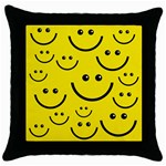 Digitally Created Yellow Happy Smile  Face Wallpaper Throw Pillow Case (Black) Front