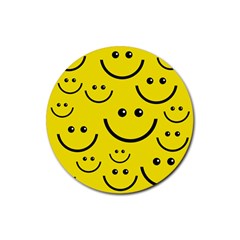 Digitally Created Yellow Happy Smile  Face Wallpaper Rubber Round Coaster (4 Pack)  by BangZart