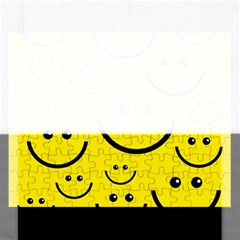 Digitally Created Yellow Happy Smile  Face Wallpaper Rectangular Jigsaw Puzzl by BangZart