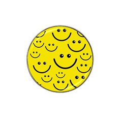 Digitally Created Yellow Happy Smile  Face Wallpaper Hat Clip Ball Marker by BangZart