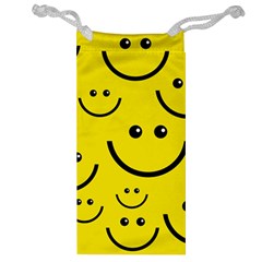 Digitally Created Yellow Happy Smile  Face Wallpaper Jewelry Bag by BangZart